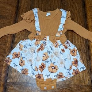 Floral Skirt Long Sleeve Onesie